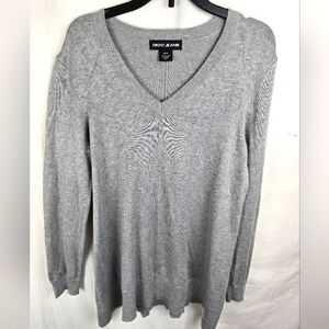 DKNY Women's Gray Vneck Long Sleeve Sweater Sz M